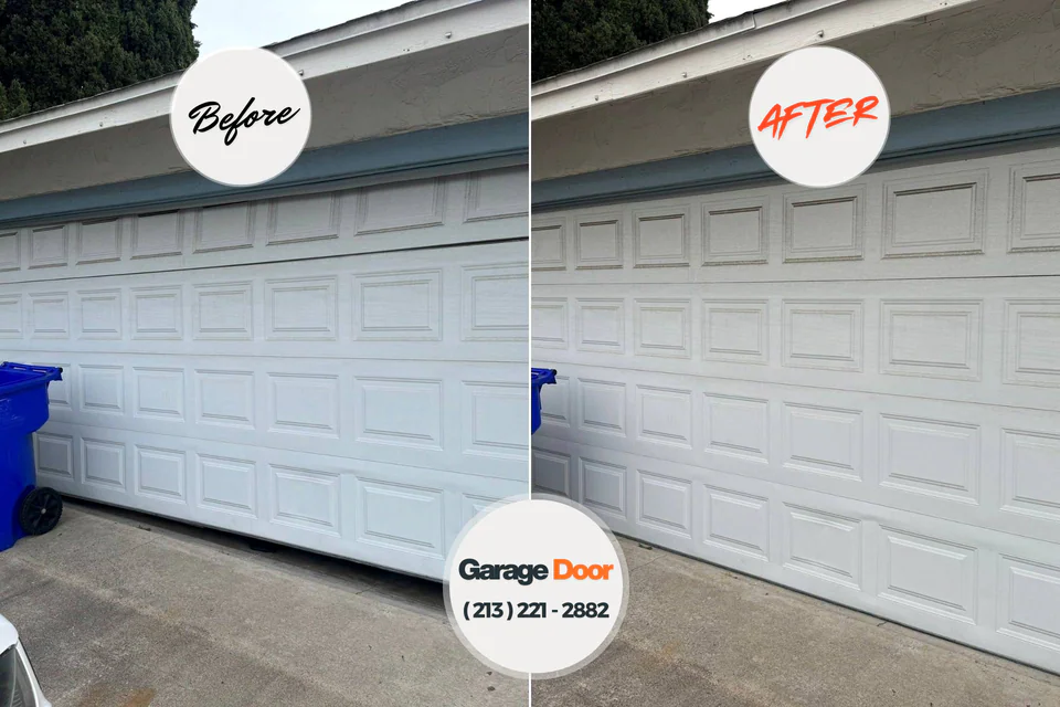 Before and after: garage door repair Wrightsville Beach, NC